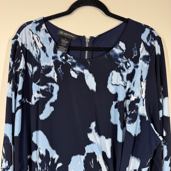 INC International Concepts Asymmetrical 3/4 Sleeves Blue Printed Dress Size 3x - Picture 8 of 14